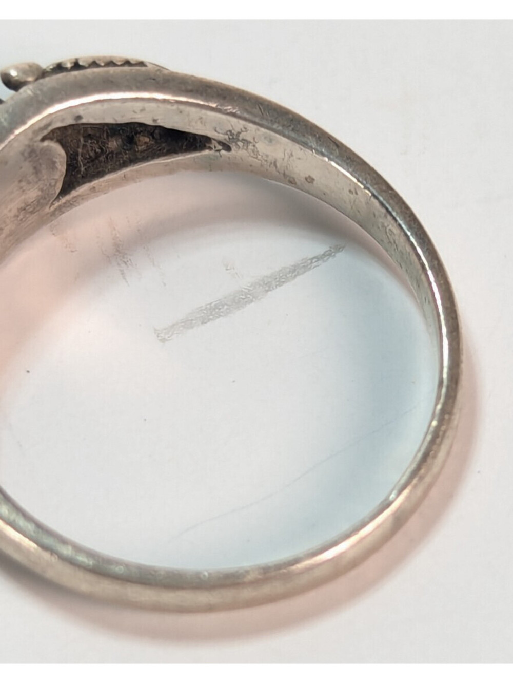 Vintage 925 Sterling Silver Abalone Heart Knot Bead Oval Ring Size 4.5 Dainty - Picture 7 of 11